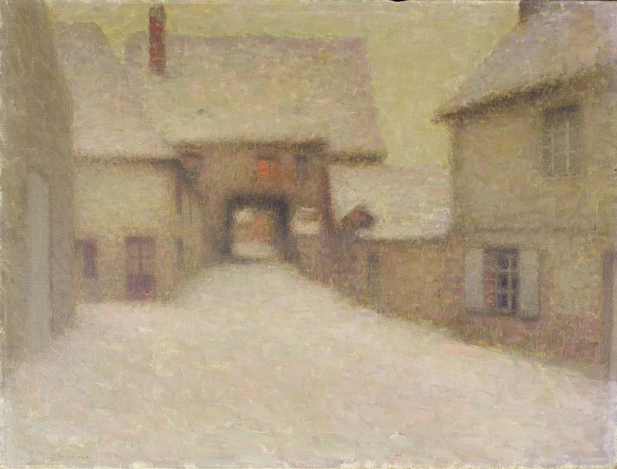 SERENDIPITP Vintage Picture Print on Canvas Wall Art Poster Snow the Old Village by Henri Eugene Augustin Le Sidaner Artwork Print Poster for Wall Decor 60x90cm