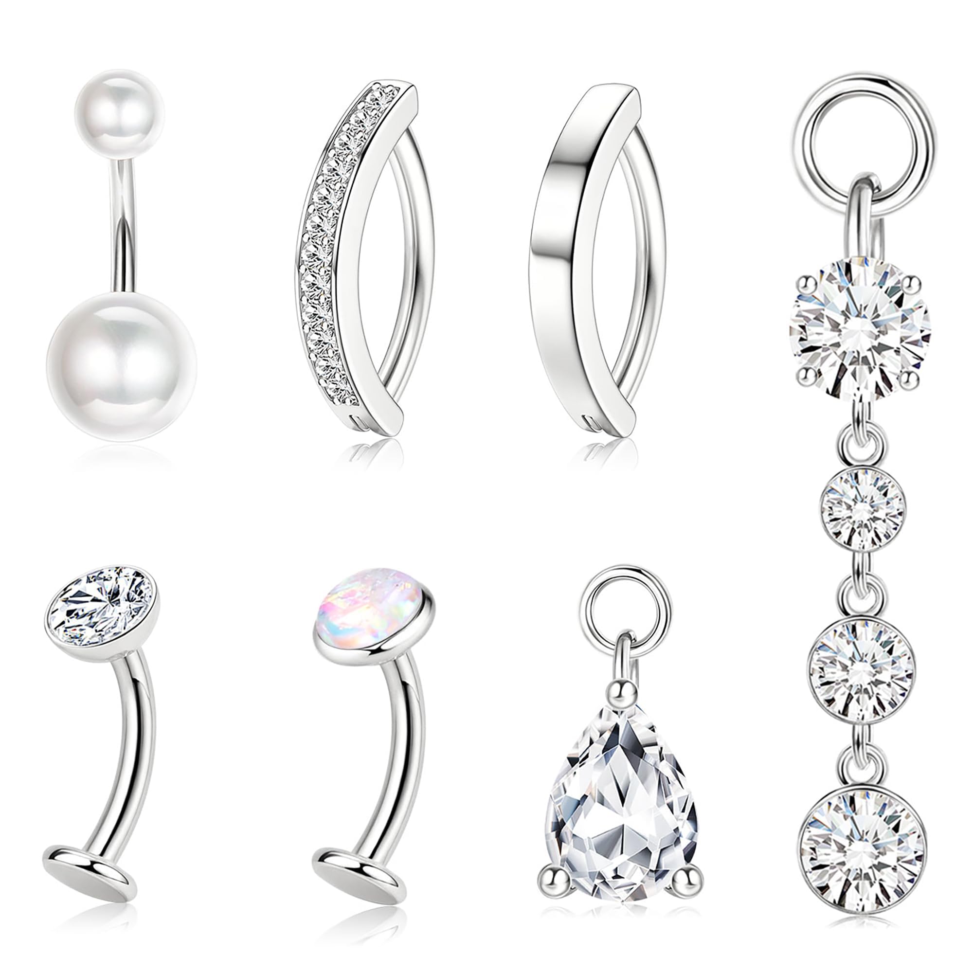 JeryWe 2-3Pcs Chirurgisch Stalen Navel Ringen Voor