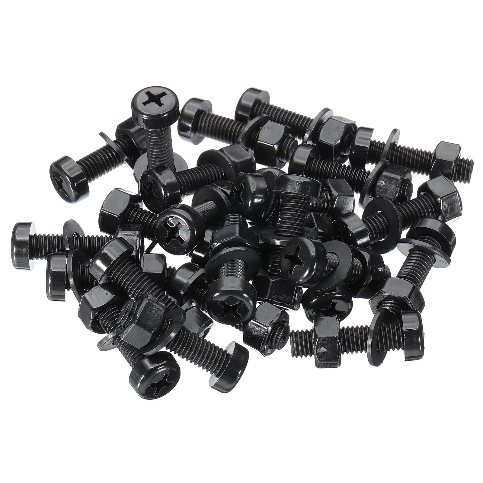 PATIKIL M8x30mm Black Nylon Bolts Plastic Nuts Full Thread Head Screws, 24 Pcs, M8*30mm