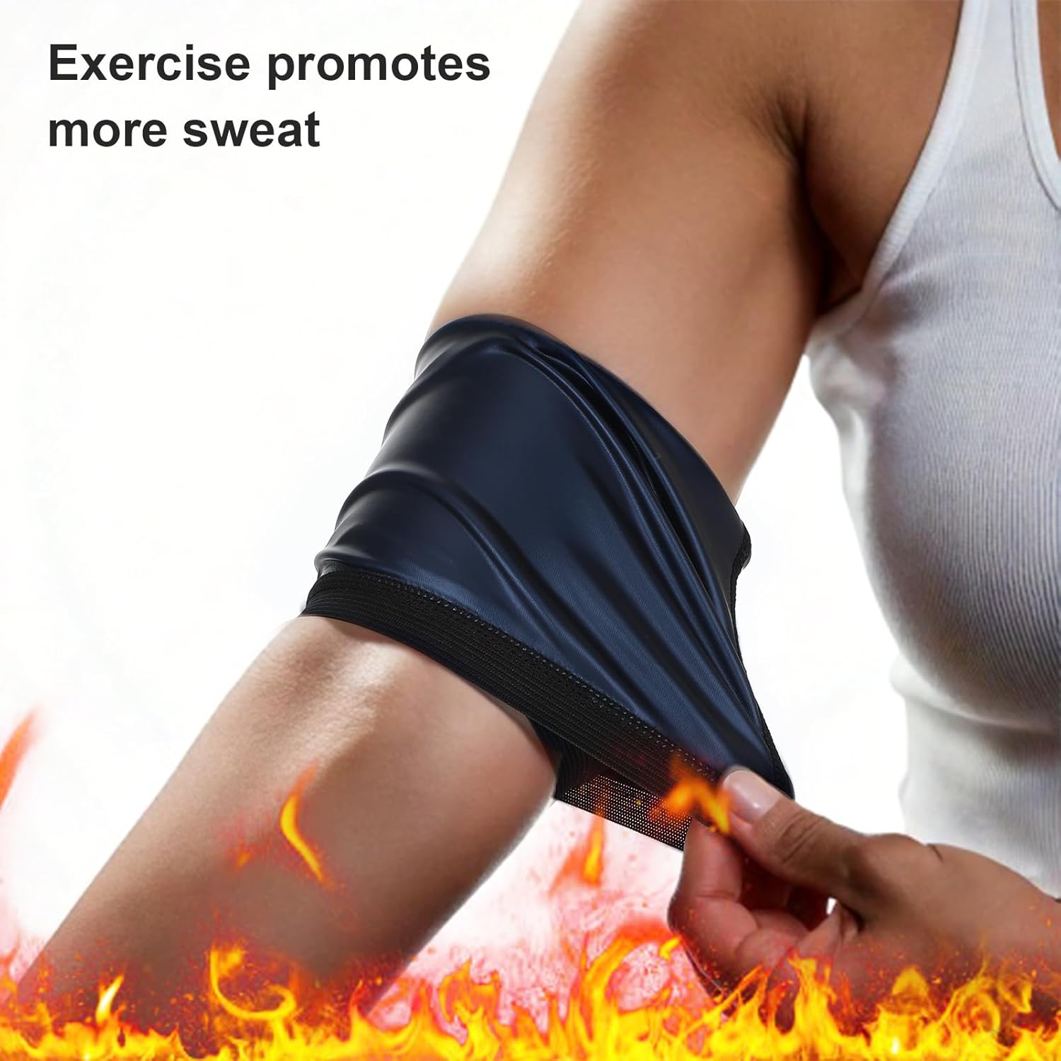 Arm Trimmers 2Pcs Women Arm Bands Workout Compression Sleeve Arms Fat Reducer Bands Sauna Sweat Arms Shaper Band (Size XL) - Image 7