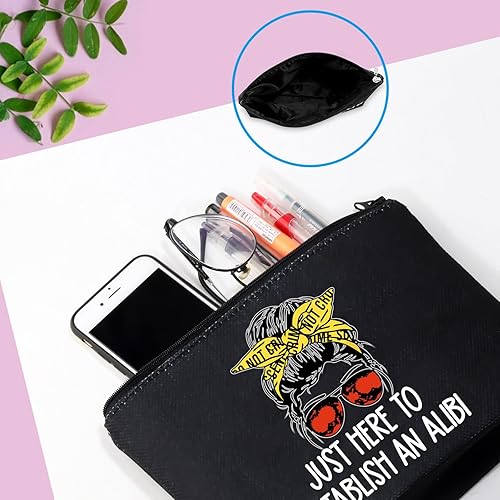 Miniatura 6 de GJTIM Regalo de crimen verdadero, regalo de adicto al crimen verdadero, regalo Just Here to Establish and Alibi Bolsa de maquillaje de regalo para