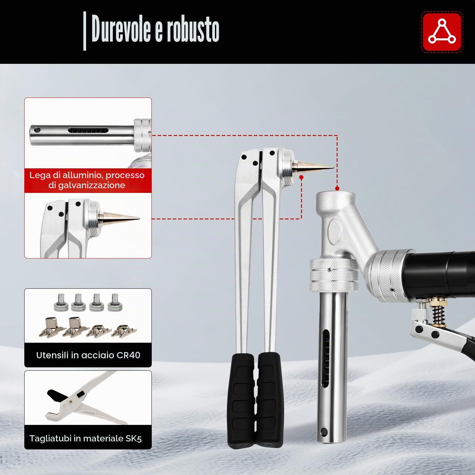 Pinza a Spinta 16-32 mm per Ritaglio e Pressione - Pressa per Allungamento Tubo Idraulica in Rame per REHAU HIS 311