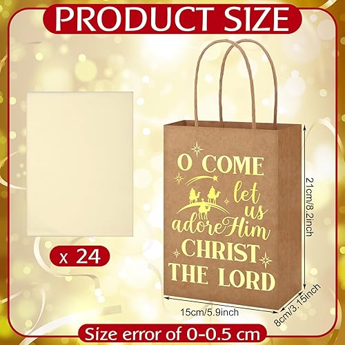 Miniatura 2 de Sabary 24 bolsas de regalo religiosas de Navidad, bolsas de regalo cristianas de Navidad, bolsas de regalo de papel kraft metálico con asas y