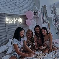 Vista 8 de Rótulo de neón "Let's Party", luces LED de neón para decoración de pared en el dormitorio, luces decorativas de arte para despedida de soltera