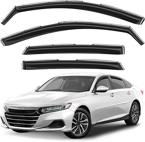 Deflectores de ventana tintados ahumados en canal para ventana lateral, viseras de ventilación, protectores de lluvia, compatibles con Accord