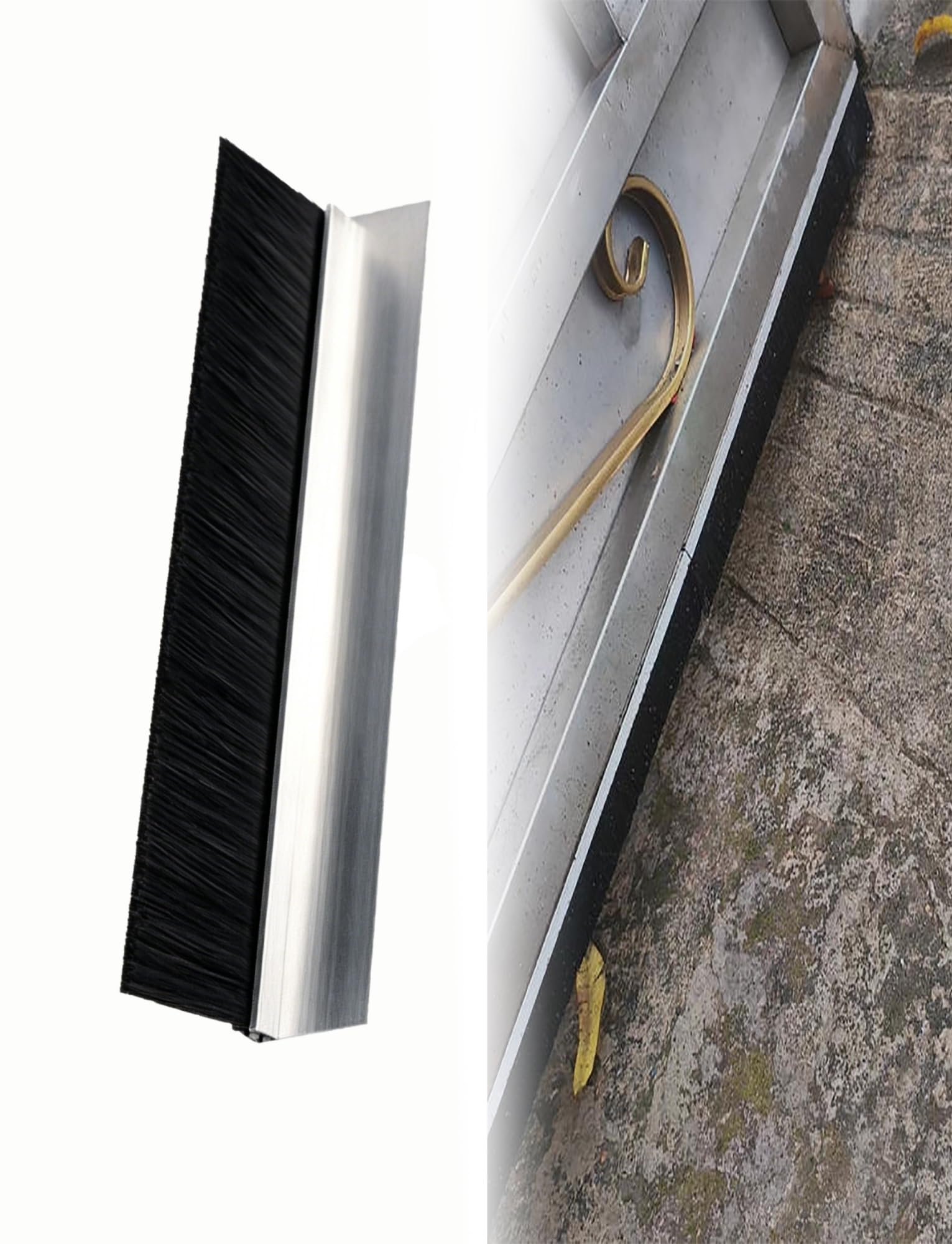 Generisch Türbürstendichtung, Aluminium-Türdichtung mit Bürste, 100 cm Schwarze PP-Dichtungsleiste für den Türspalt unten, F-Typ (70 mm) – Effektiver Zugluftstopper und Schalldämmung