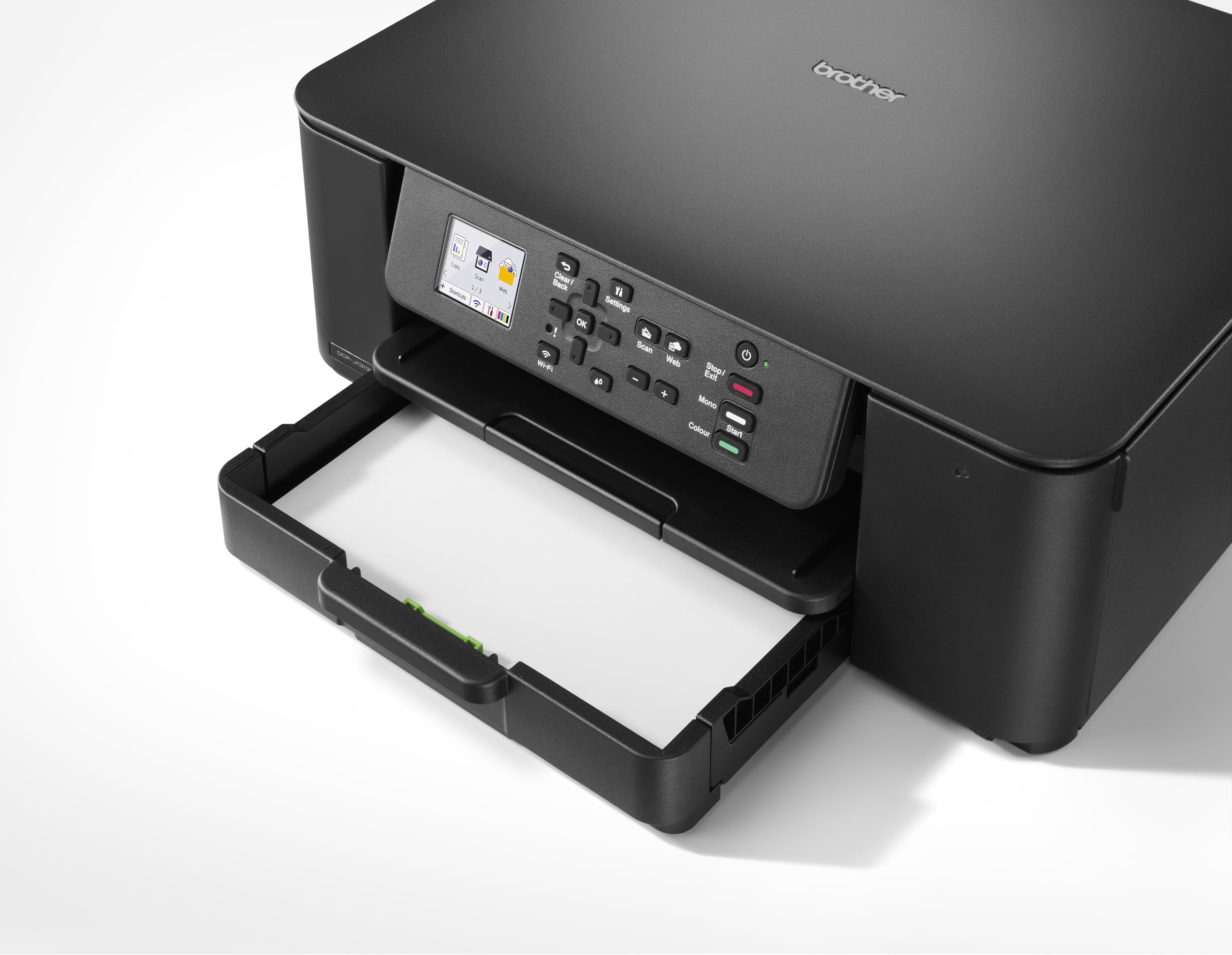 Brother DCPJ1313DW| Multifunzione inkjet a colori | Stampa fino a 16 ipm |Duplex in stampa| Display da 4.5 cm| Cassetto da 150 fogli| WiFi e USB| Stampa e Scan mobile da app| Cartucce inbox da 300 pag