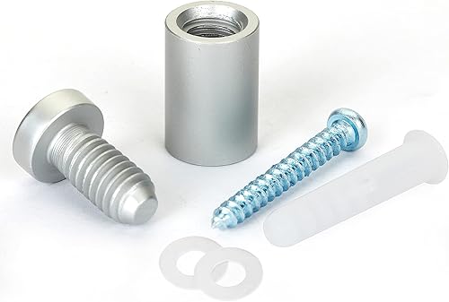 Miniatura 2 de TOPNIKE Letrero de separación de 1/2" x 3/4", tornillo de separación para letreros, aluminio plateado, para acrílico, vidrio, PVC, panel de vidrio,