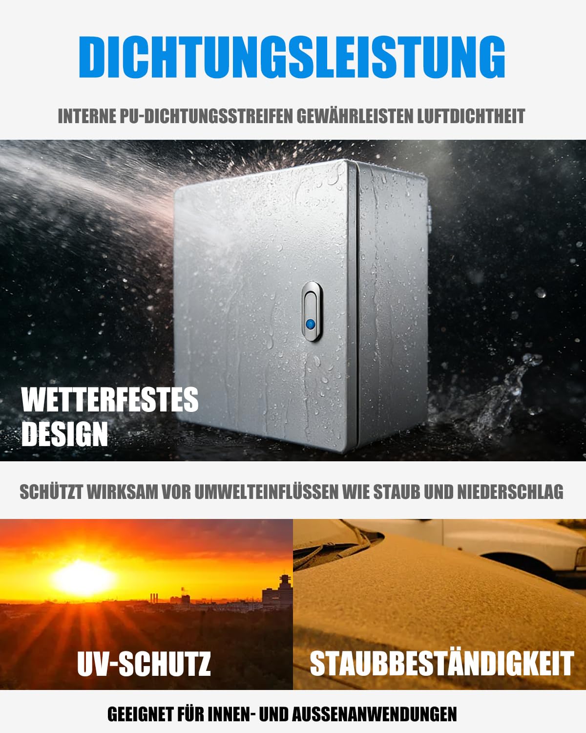 Caja de distribución de acero inoxidable, 40 x 30 x 20 cm, resistente al agua, distribuidor eléctrico montado en la pared exterior, con cerradura estable y junta impermeable