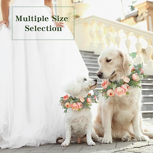 Miniatura 7 de Honoson Collar de flores de boda para perro, atuendo floral rosa, lazo de corona para mujeres, mascotas, gatos, fiesta, accesorios para fotos
