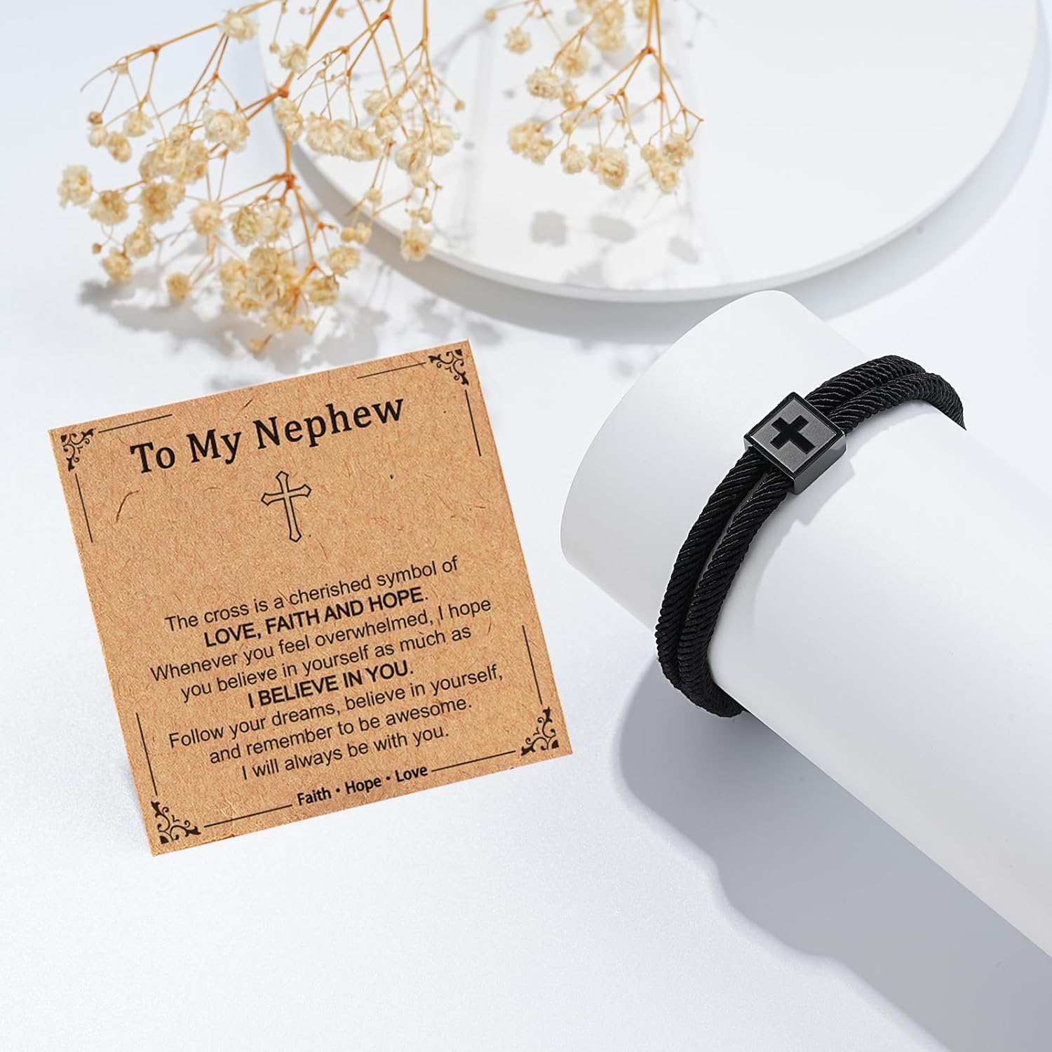 Cross Bracelet for Boys Men Kids, Adjustable Rope Bracelet Easter Birthday Christian Religious Jewelry Gifts Ideas for Teen Teenage Boys - Image 4