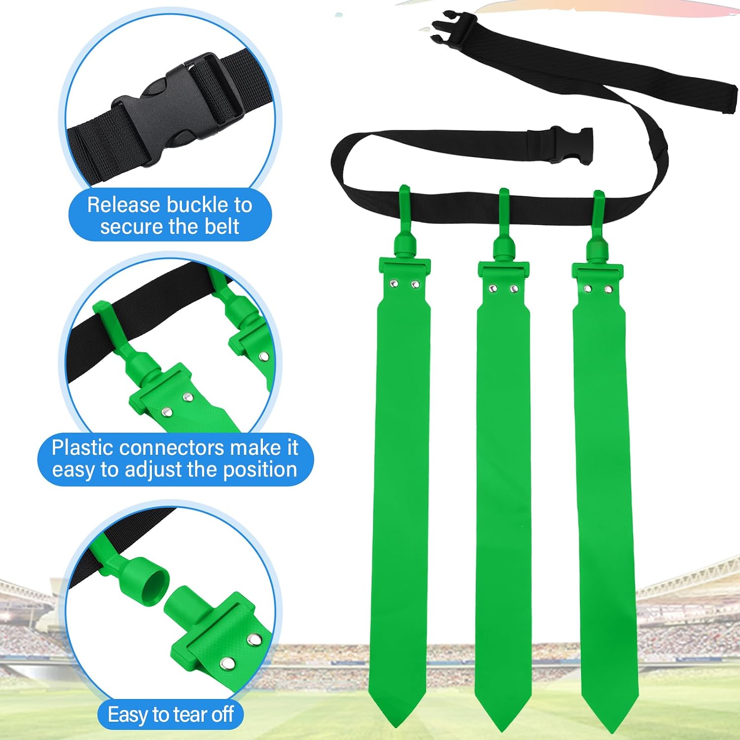Hungdao 10/12 Players Flag Football Belts and Flags Adjustable Football Belts for Kids Teens Adults Team Training Sport Event