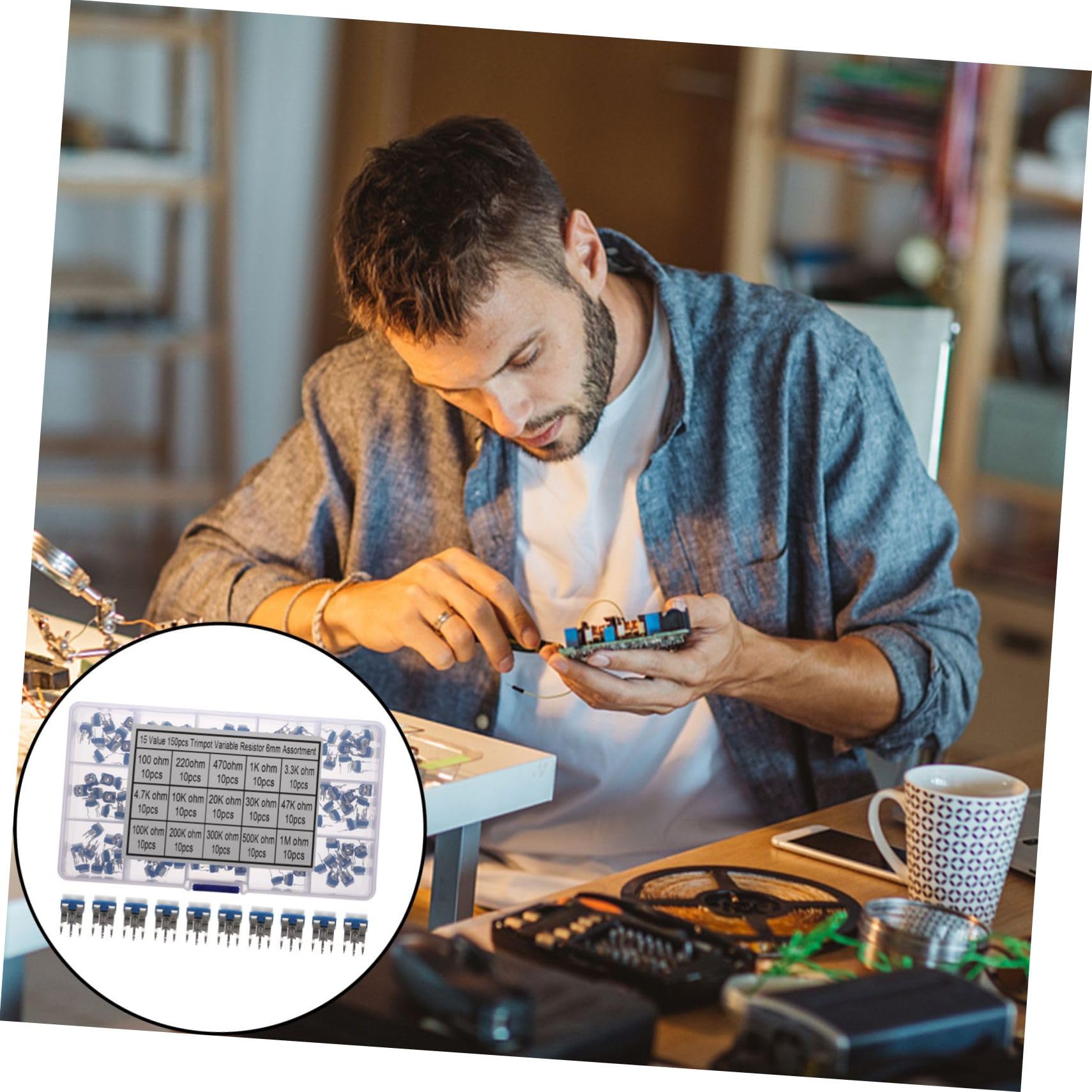 2 Series 2 Juegos De Potenciómetros De Resistencia Ajustables Perillas Ajustables Potenciómetro De Ajuste Resistencia Variable Kit Surtido De 150 piezas
