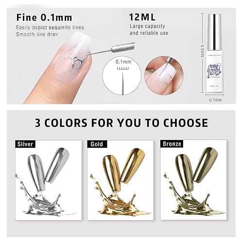 Miniatura 5 de NewBang Esmalte de gel de uñas de pintura metálica de 2 x 0.4 fl oz, revestimiento cromado 3D, esmalte de arte de uñas, efecto espejo de metal