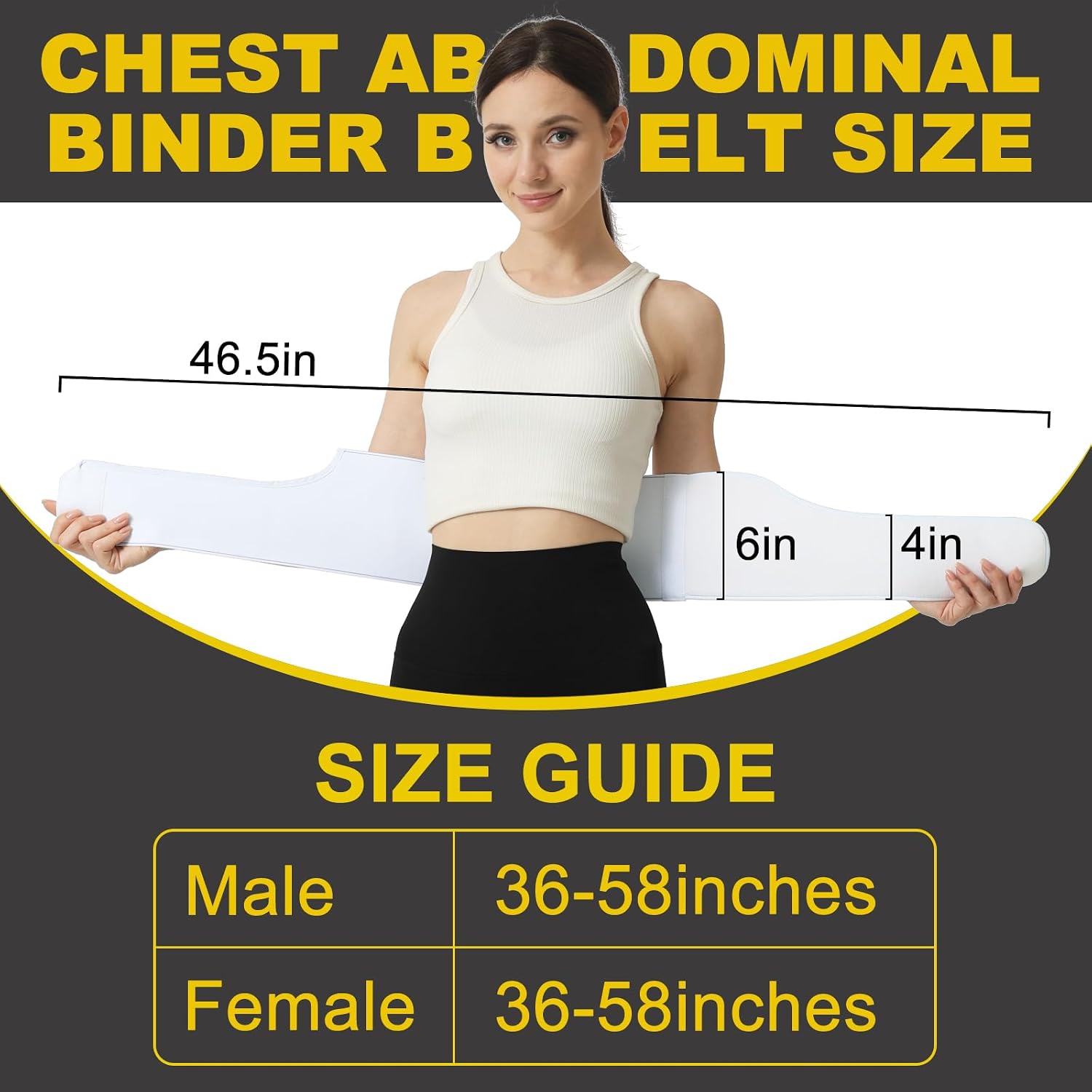 Rib Brace Chest Compression Support Belt for Broken & Cracked Ribs, Intercostal Muscle Strain, Chest Bruising – Adjustable Elastic Breathable Abdominal Binder for Women