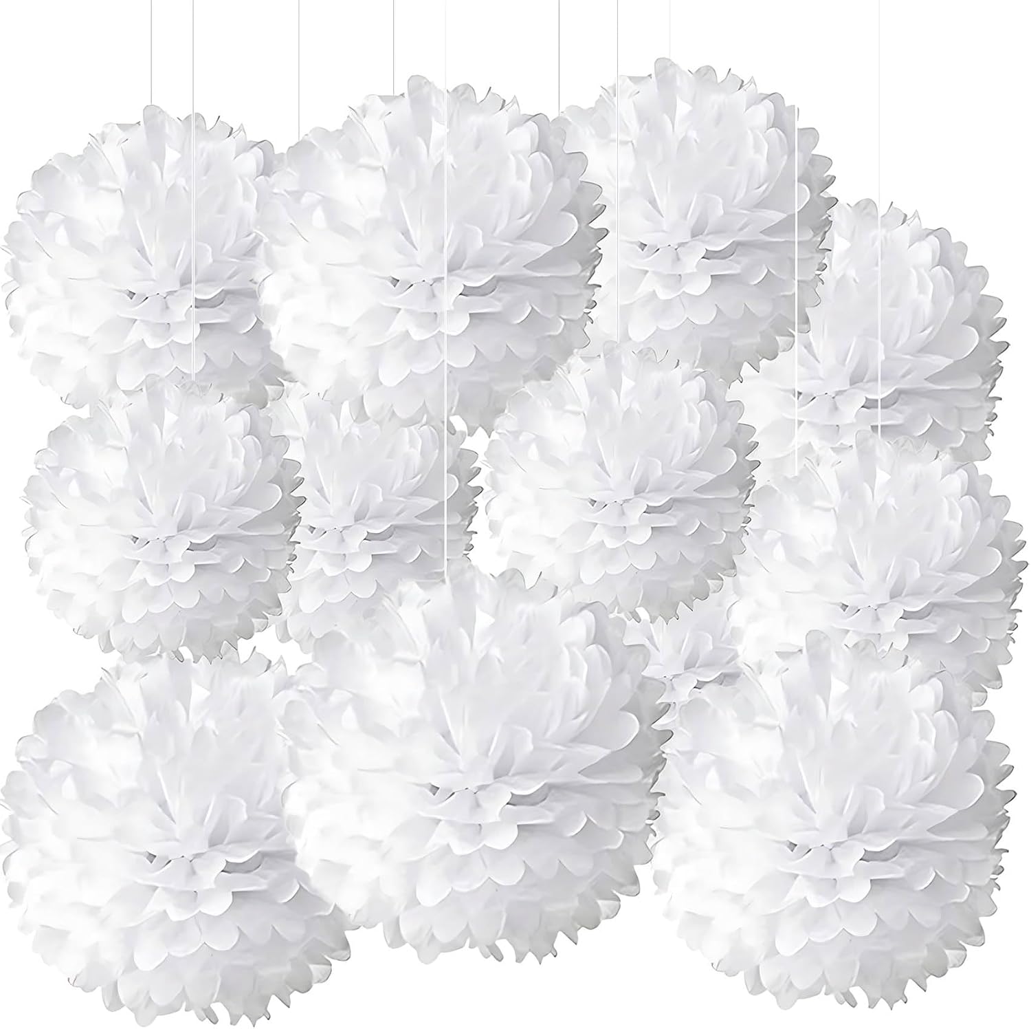 BRZIKWT 12 Pcs Yellow Tissue Paper Pom Poms for Party Ceiling Wall Hanging Tissue Flowers Decor (10inch & 12 inch)