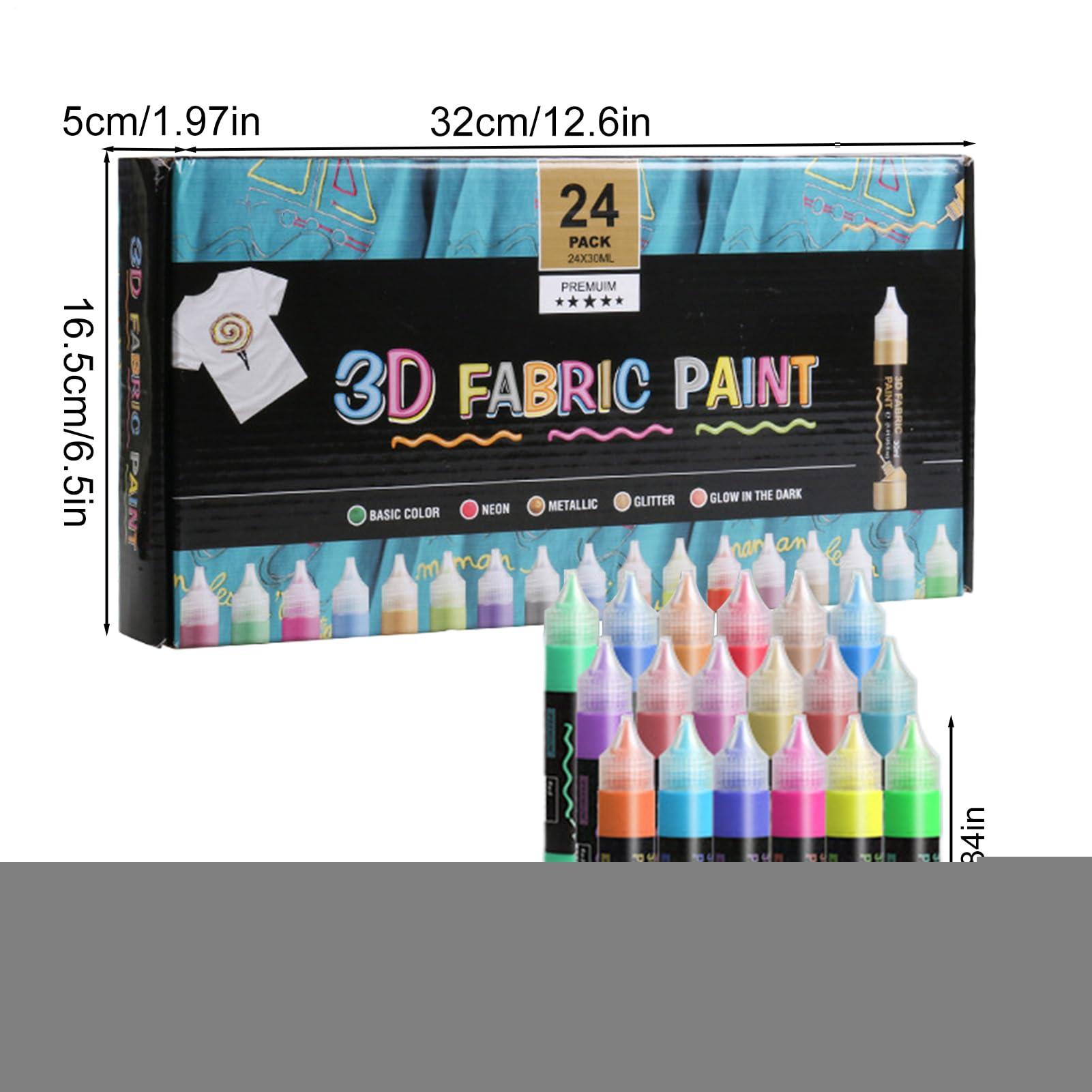 Textilfarbe Für Kleidung 24-Farben Textilmalerei Set
