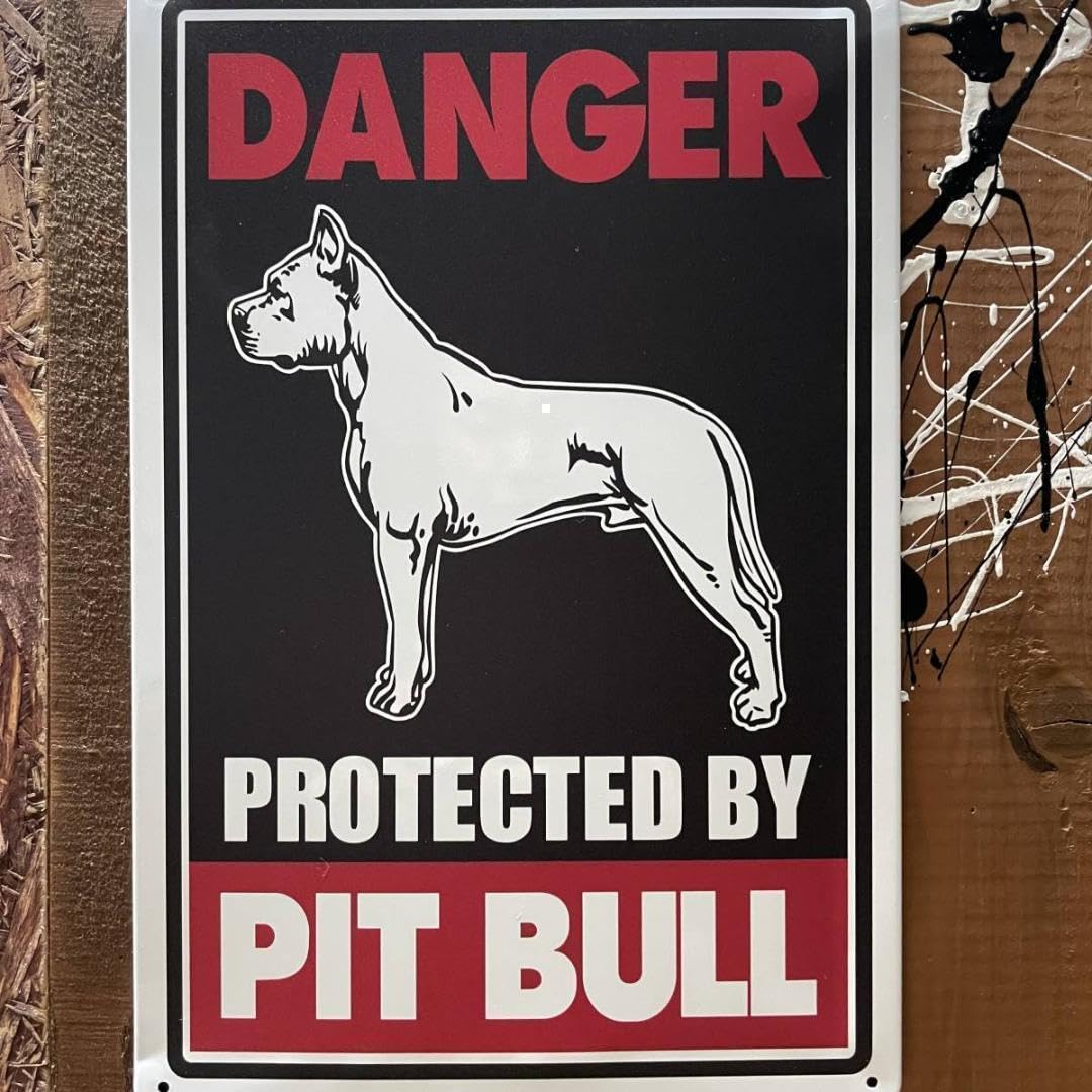 Amazon.co.jp: ブリキ看板 壁掛けプレート ピットブル 猛犬注意 犬に 