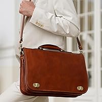 Vista 3 de Time Resistance Maletín de cuero para hombres - Maletín para laptop de cuero italiano de grano completo - Bolso de mensajero - Caja de regalo