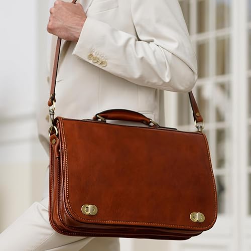 Miniatura 3 de Time Resistance Maletín de cuero para hombre  Bolsa italiana de cuero de grano completo para laptop  Bolsa de mensajero  Caja de regalo incluida