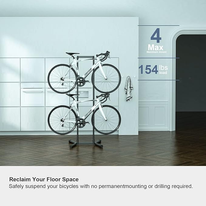 Soporte para Pared 4 Bicicletas Horizontal, 154 lbs, Acero, Negro miniatura 8