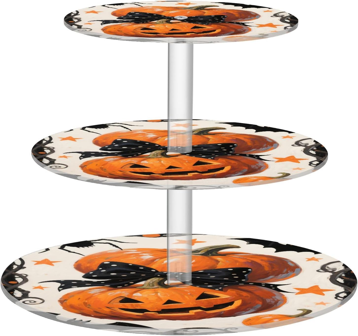 Pumpkin Bats Spider Star Halloween 3 Tier Acrylic Cupcake Stand, Cupcake Stand for 34 Cupcakes for Weddings, Christmas,Holidays,Parties,Birthday,Printed Cupcake Tower 23300517