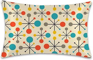 Satin Pillowcase 1 Pack- Mid Century Fifties Modern Atomic Retro Colors Silky Pillow Cover for Hair and Skin,Queen Size 20x30 Inch Soft Cooling Printed Pillow Cases with Hidden Zipper