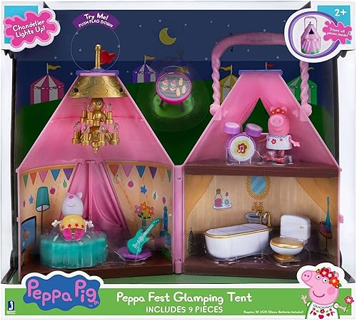 Miniatura 7 de Peppa Pig Fest Glamping - Juego de 9 piezas, incluye funda plegable, figuras de Peppa & Suzy y accesorios de habitación, regalo de juguete para