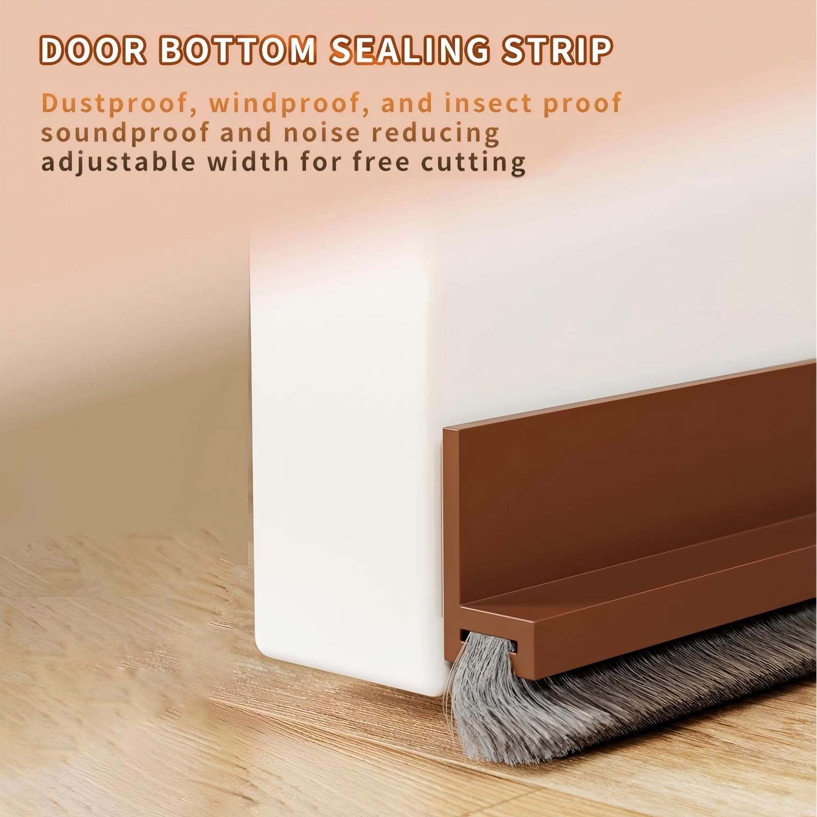 Paraspifferi Per Porte - Guarnizione A Spazzola In Silicone | Anti Freddo, Polvere, Insetti | Colore Marrone - Foto 8