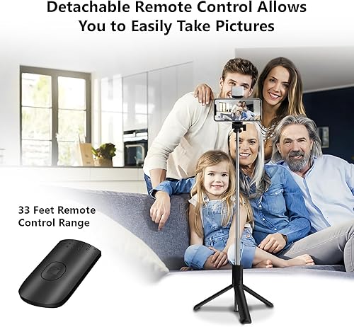 Miniatura 4 de Selfie Stick, trípode retráctil de 40 pulgadas para teléfono con control remoto inalámbrico y luz, trípode portátil para selfie stick para