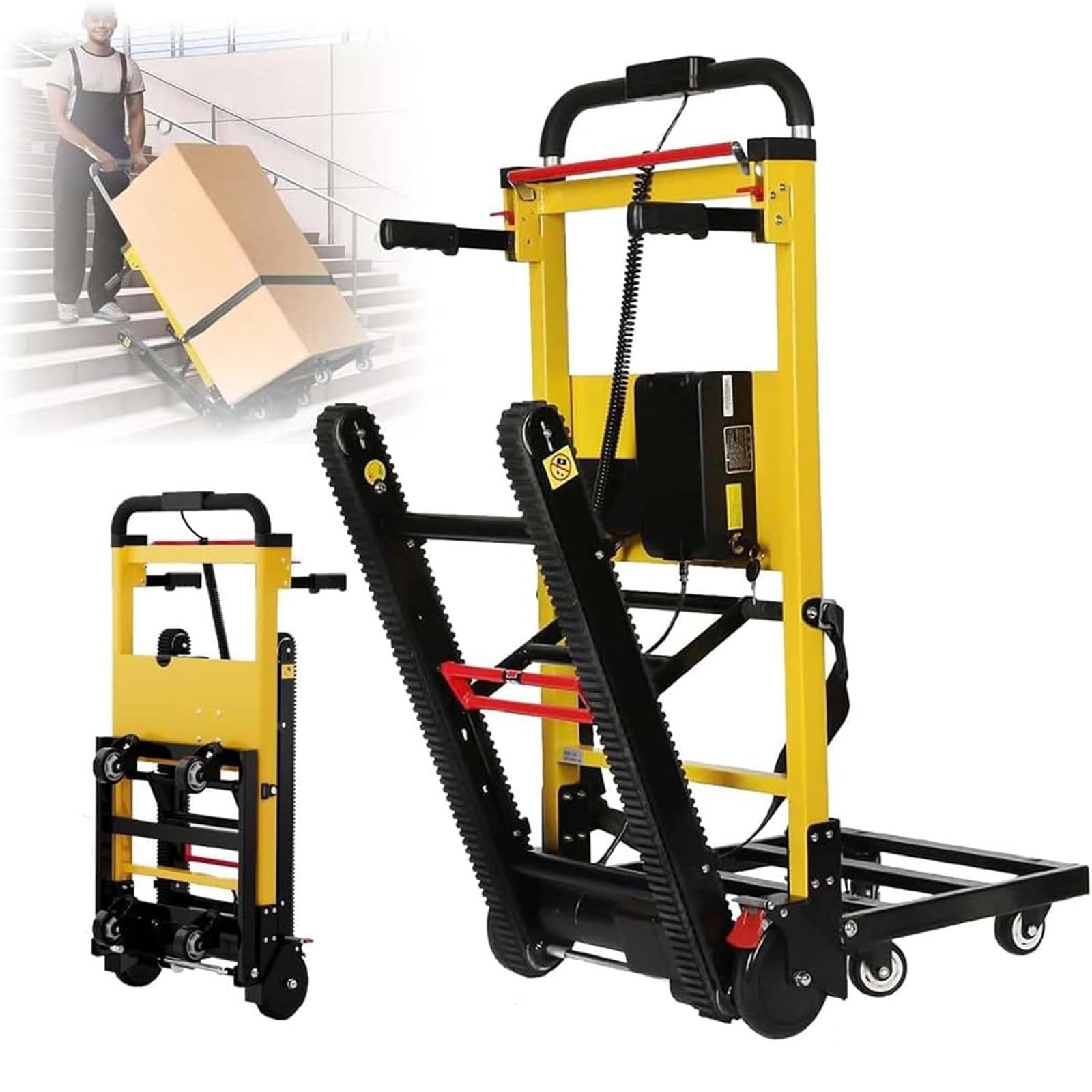 Electric Sack Truck, 441 lbs Maximale Tragfähigkeit Elektrischer Treppensteiger Treppen Hoch Und Runter mit Gummiketten für zum Bewegen von Möbeln