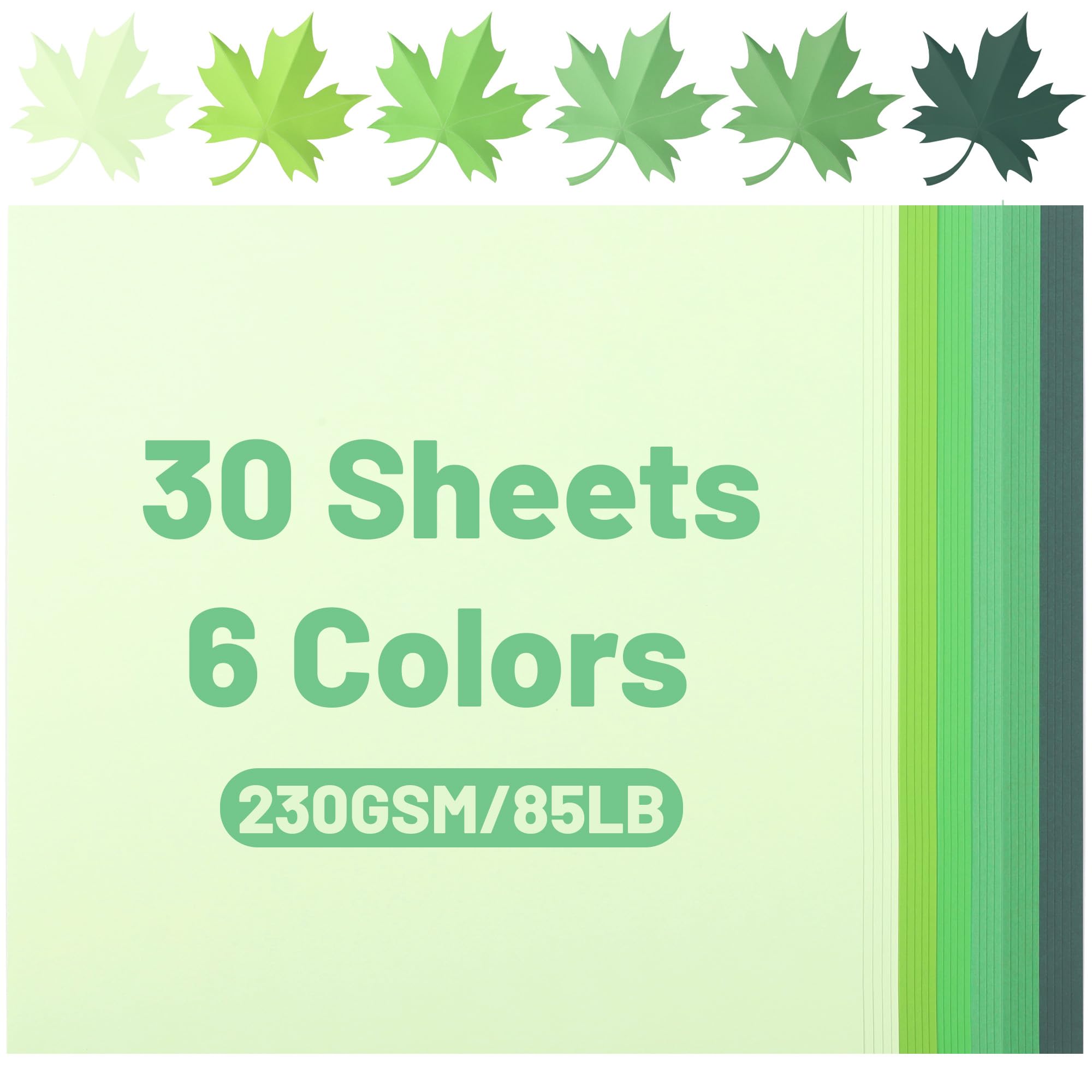 12"x12" Green Tones Cardstock 30 Sheets 230gsm/85lb 6 Colours Card Paper — image 1