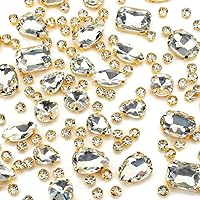 Vista 25 de Diamantes de imitación para coser, Choupee 130 piezas de piedras rojas para coser con base metálica y engaste de garra, formas mixtas, gemas