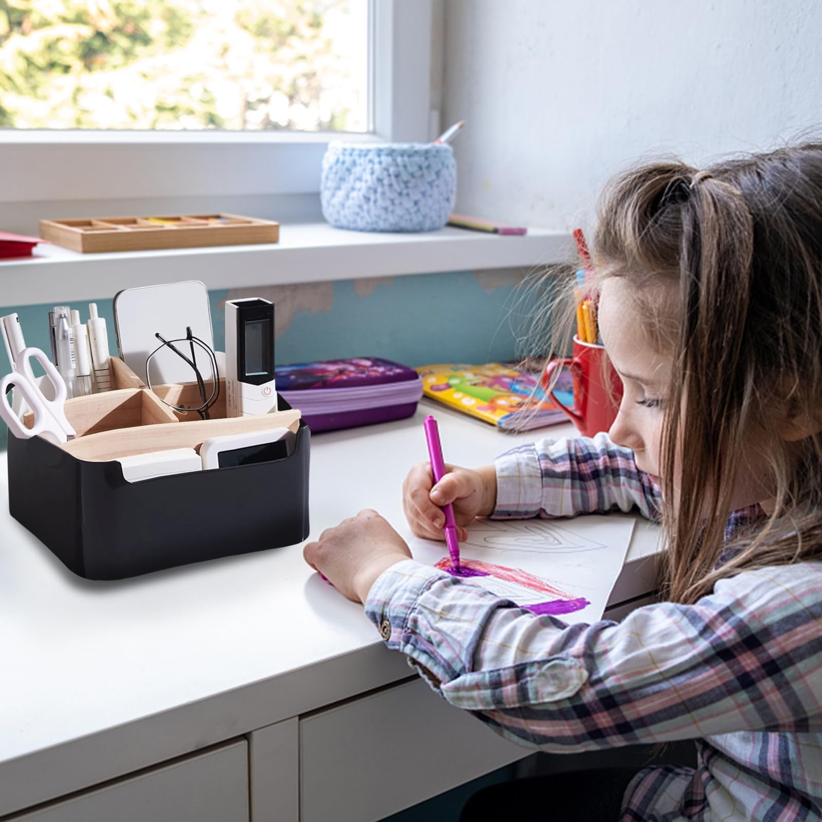 Zkaoai Bambus Tisch Organizer Desktop, Schreibtisch Organizer