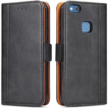 Mobile Phone Case for Huawei P10 Lite P10 Lite Flip Case Leather Mobile Phone Case Leather Protective Case with Stand Function Card Slots for Huawei P10 Lite Black