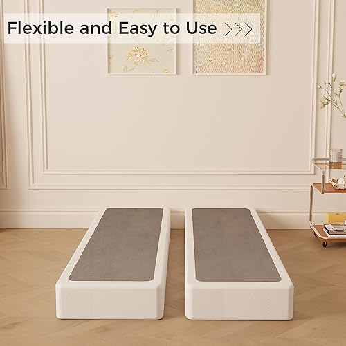 Miniatura 44 de Somier individual XL de 9 pulgadas, base de cama de metal resistente con funda de tela, base de colchón, fácil montaje, sin ruido, color negro 9