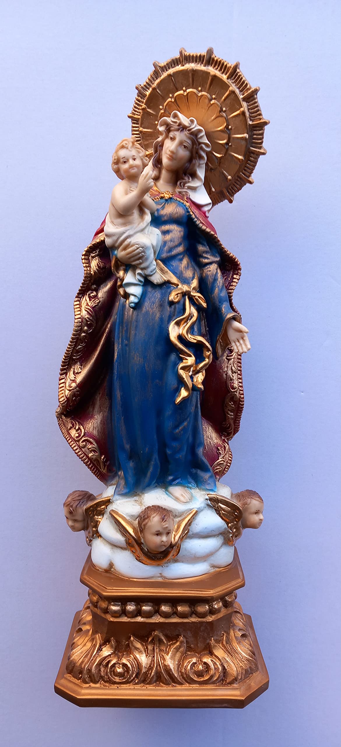 ArteSacraCaravaggio Statua della Madonna di Guadalupe con Bambino Gesù, edizione speciale, cm 47 (18,50 inches) in resina decorata a mano di produzione artigianale