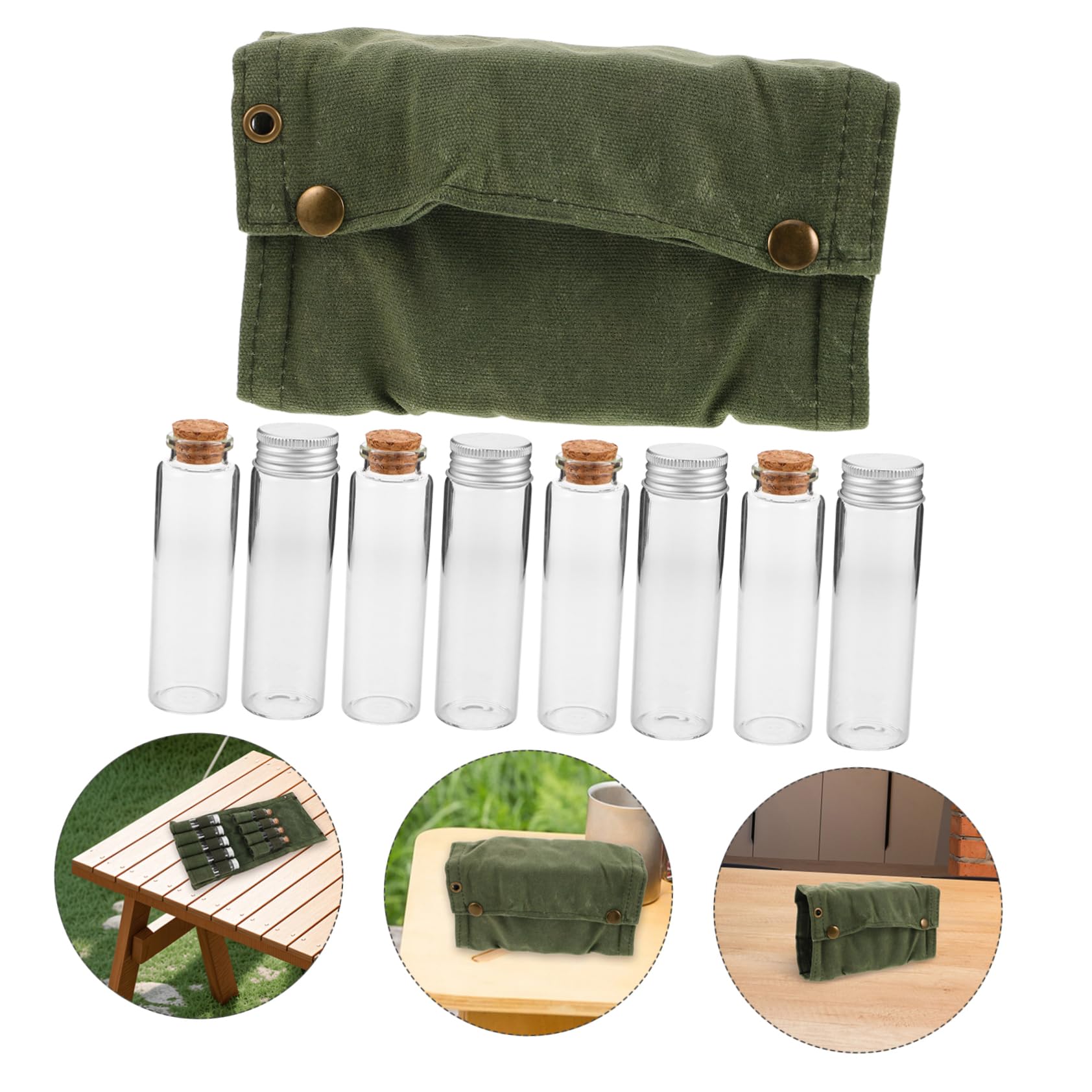 TOYANDONA Contenitori per Spezie Portatili in Vetro Borsa per Condimenti da Campeggio Set di Bottiglie per Spezie all Aperto Organizer da Picnic Contenitori per Condimenti da Viaggio