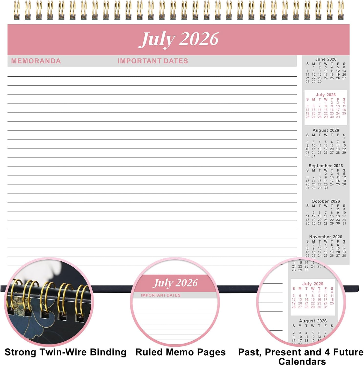 2026-2027 Desk Calendar - Flip Desktop Calendar 2026-2027, JUL. 2026 - DEC. 2027, 10" x 8.3", Stand up Desk Calendar 26-27, Twin-Wire Binding