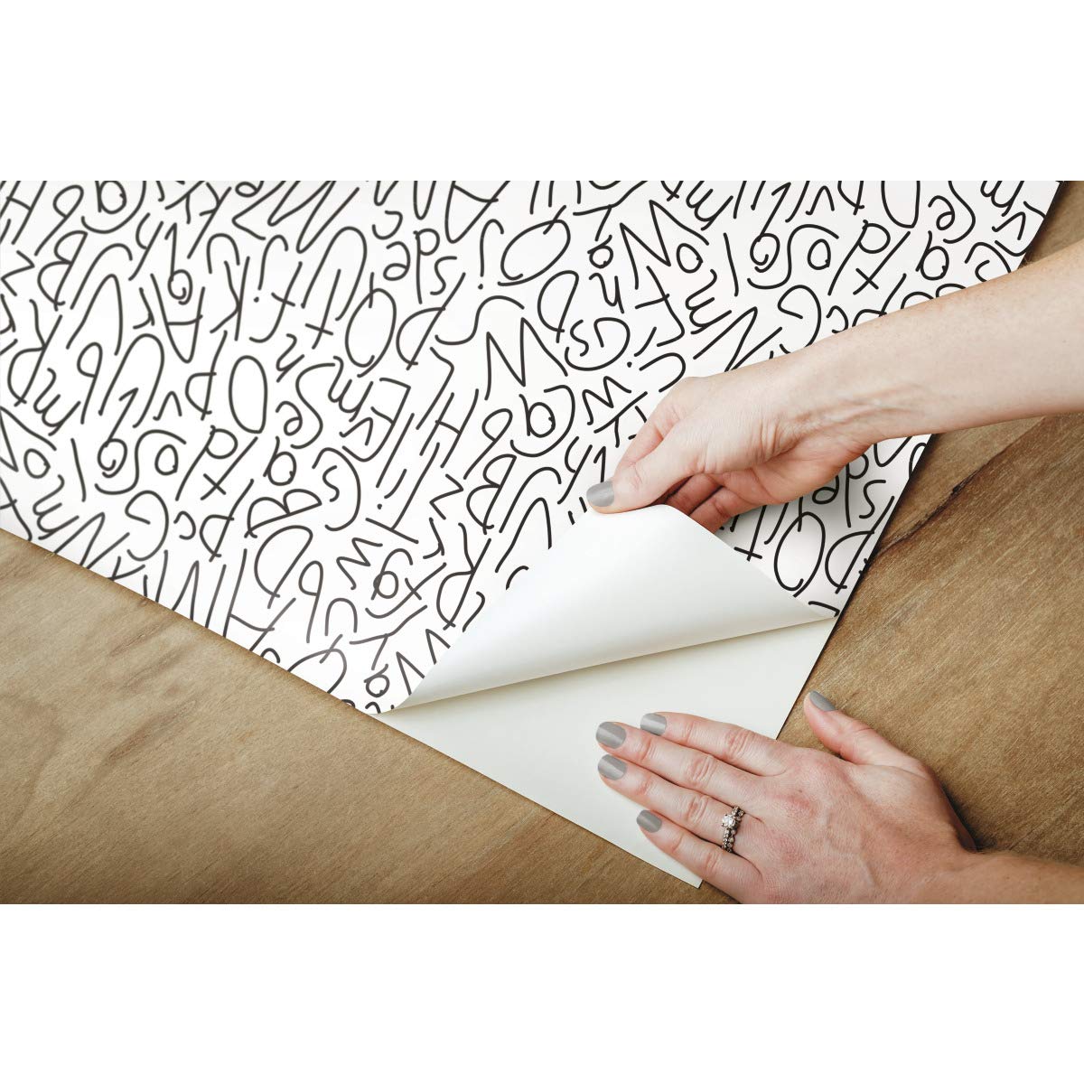 RoomMates Alphabet Jumble Peel and Stick Wallpaper, Black, Whie, 45.7 x 47.9 cm - Image 4