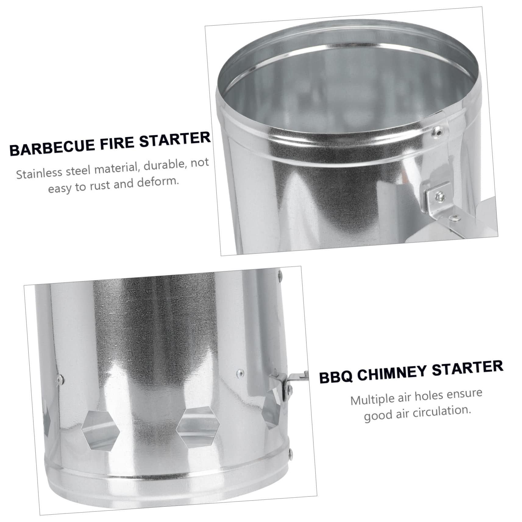 Ciminiera Starter Barbecue, Accenditore Rapido per Carbone | Secchio Accensione Fuoco, Alluminio Argento Base Ampia e Schermo Termico, per Viaggi e Grigliate