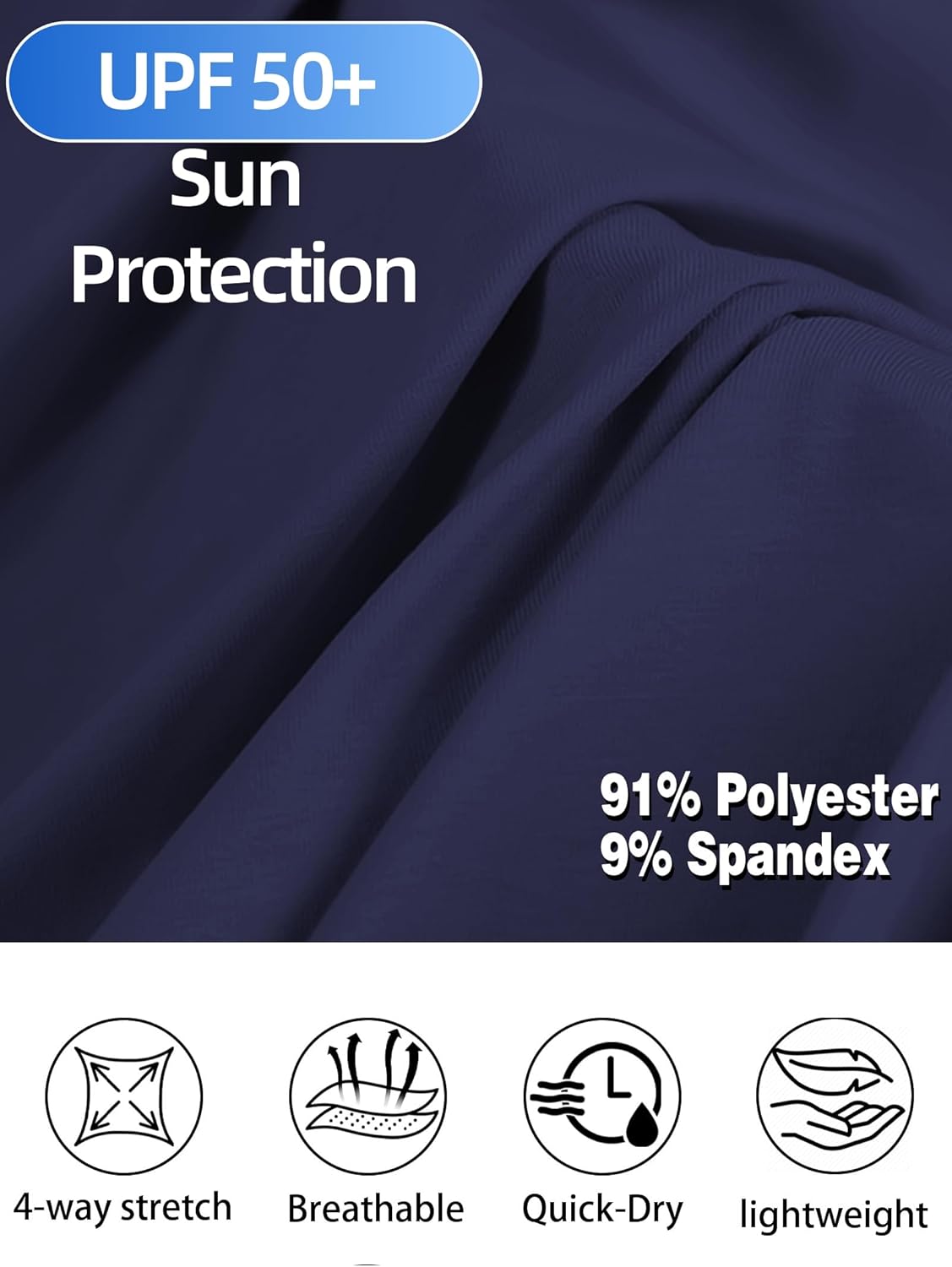 Mens Long Sleeve Shirts Quarter Zip Pullover UPF 50+ Sun Protection Wicking Moisture Workout Running Casual Athletic Tops - Image 6