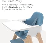 UPPAbaby Ciro High Chair/Sleek, Easy-to-Clean Design/Perfect-Fit Tray to Bring Baby to Table/Patent-Pending Harness/Dual-Position, 180-Degree Rotating Footrest/Caleb (Steel Blue/Rubberwood)