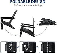 Vista 3 de Silla plegable Adirondack resistente a la intemperie, sillas plegables para hoguera de polietileno de alta densidad al aire libre, silla Adirondack