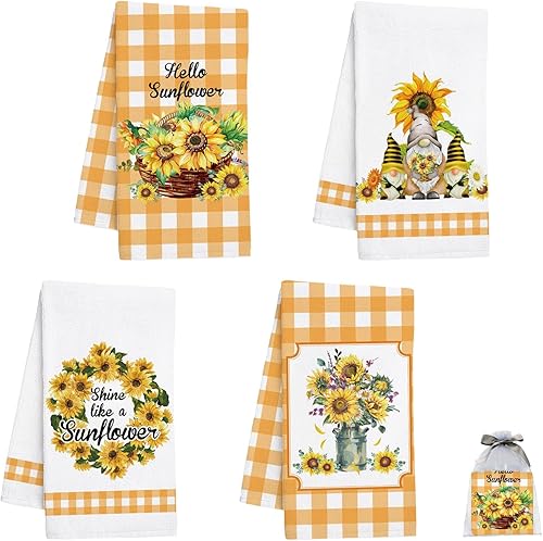 Nialnant Toallas de cocina de girasol, regalos de girasol para mujeres, regalos de inauguración de la casa para nueva casa, paños de cocina