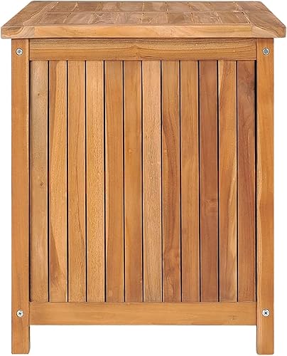 Miniatura 7 de Caja de almacenamiento para patio de 35.4 x 19.7 x 22.8 pulgadas, madera de teca maciza, caja de almacenamiento para patio, terraza, banco de