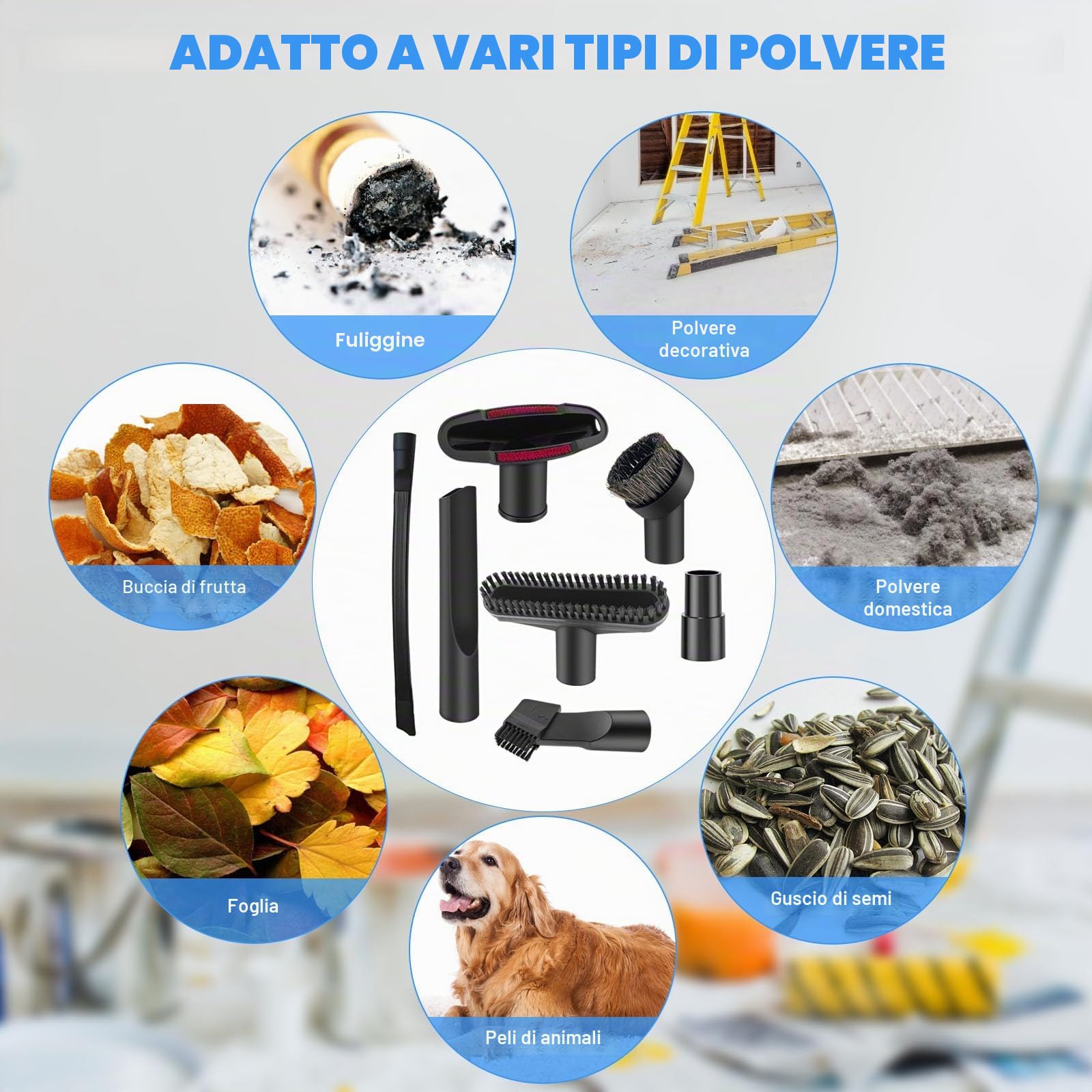 7 Pezzi Accessori Aspirapolvere Set,Generale Spazzole per Aspirapolvere Adatto per aspirapolvere con diametro da 32 mm a 35 mm per la pulizia di biancheria da letto, divani/auto