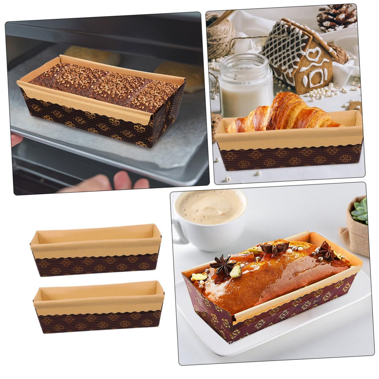25 stampi per pane in carta, per, mini teglie, per teglie rettangolari, pirottini da forno rettangolari, da forno usa e getta Utilizzato per preparare dolci natalizi