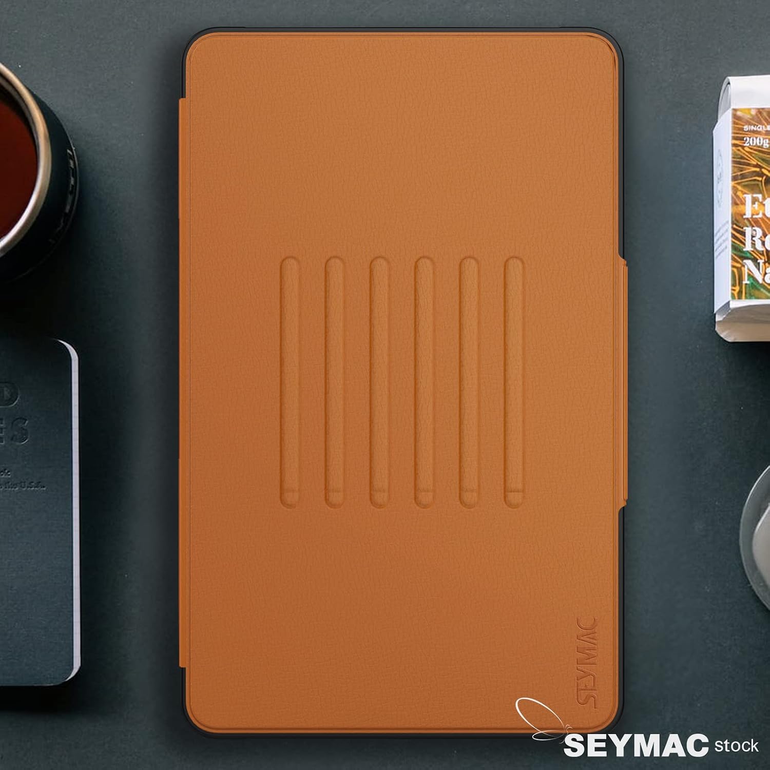 SEYMAC stock Galaxy Tab A 10.1 Case 2019 (SM-T510/T515/T517), Full-Body Shock-Proof Magnetic Auto Adsorb Stand Cover with Multi-Angle Card Slot Feature for Samsung Tab A 10.1 2019 (Black/Orange)