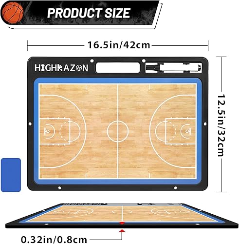 Miniatura 2 de Dry Erase Basketball Clipboard for Coach, Premium Tactical Basketball Coaching Board, Double Sides Full & Half Court Dry Erase Board with Marker